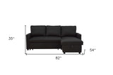 Charcoal Linen Sleeper L Shaped Two Piece Sofa and Chaise