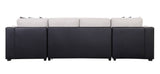 Beige and Black Polyurethane Sleeper U Shaped Three Piece Seating Component