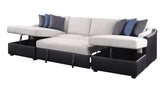 Beige and Black Polyurethane Sleeper U Shaped Three Piece Seating Component