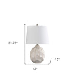 29" Silver Bamboo Design Table Lamp With Off White Drum Shade