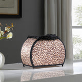 12" Brown and White Funky Leopard Pattern Novelty Table Lamp