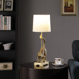 24" Gold Monkey Table Lamp With White Drum Shade