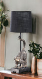 24" Antiqued Gold Monkey Table Lamp With Black Drum Shade