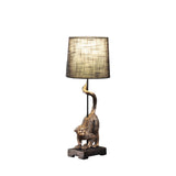 24" Antiqued Gold Monkey Table Lamp With Black Drum Shade