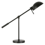 23" Black Metal Desk Table Lamp With Black Dome Shade