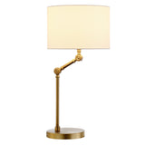 24" Gold Metal Adjustable Table Lamp With White Drum Shade