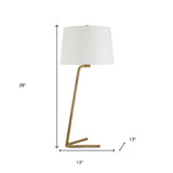 24" Gold Metal Adjustable Table Lamp With White Drum Shade