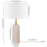 28" Silver Metal Table Lamp With White Drum Shade