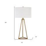 27" Brass Glass Table Lamp With White Drum Shade