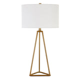 26" Gold Metal Table Lamp With White Drum Shade