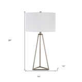 26" Gold Metal Table Lamp With White Drum Shade