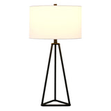 26" Black Metal Table Lamp With White Drum Shade