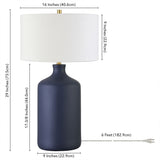 29" Black Ceramic Table Lamp With White Drum Shade