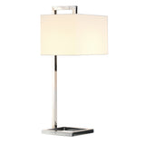 26" Silver Metal Square Arched Table Lamp With White Square Shade