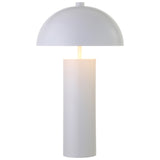 27" White Metal Table Lamp With White Dome Shade