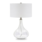 25" Clear Glass Table Lamp With White Drum Shade