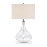 25" Clear Glass Table Lamp With White Drum Shade