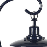 25" Navy Blue Glass Table Lamp With White Drum Shade