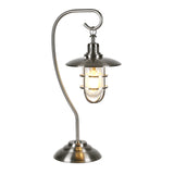 22" Nickel Metal Arched Table Lamp With Nickel Cage Shade