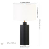 25" White Ceramic Table Lamp With White Drum Shade