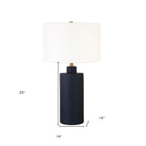 25" Black Ceramic Table Lamp With White Drum Shade