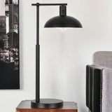 25" Black Metal Desk Table Lamp With Black Bowl Shade