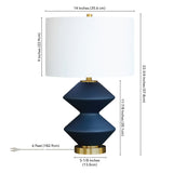 23" White and Gold Glass Table Lamp With White Drum Shade