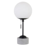 18" Gray and Black Concrete Globe Table Lamp With White Globe Shade