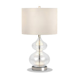 23" Nickel Glass Table Lamp With White Drum Shade