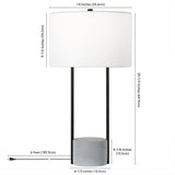 23" White and Silver Glass Table Lamp With White Drum Shade