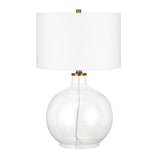 24" Clear Glass Table Lamp With White Drum Shade