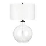 24" Clear Glass Table Lamp With White Drum Shade