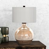 24" Clear Glass Table Lamp With White Drum Shade