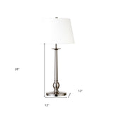 24" Nickel Glass Table Lamp With White Drum Shade