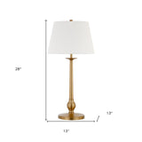 28" Nickel Metal Table Lamp With White Empire Shade