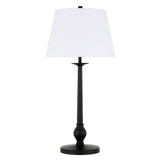 28" Black Metal Table Lamp With White Empire Shade