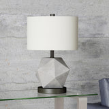 28" Black Metal Table Lamp With White Empire Shade