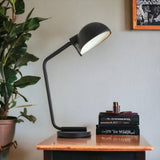 20" Black Metal Desk Table Lamp With Black Dome Shade