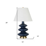 26" Gray and Gold Glass Table Lamp With White Empire Shade