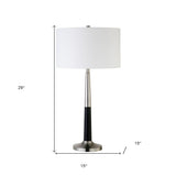 29" Black and Gold Metal Table Lamp With White Drum Shade