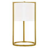 22" Brass Metal Table Lamp With White Drum Shade