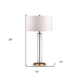 27" Brass Metal Arched Table Lamp With White Cone Shade