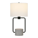 22" Black and Gray Concrete Table Lamp With White Drum Shade