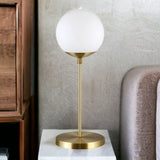 21" Brass Metal Globe Table Lamp With Clear Globe Shade