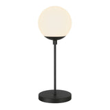 21" Black Metal Globe Table Lamp With Clear Globe Shade