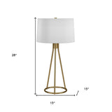 28" Nickel Metal Table Lamp With White Drum Shade