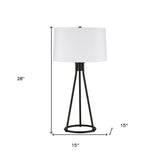 28" Brass Metal Table Lamp With White Drum Shade