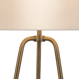 25" Brass Metal Table Lamp With White Drum Shade