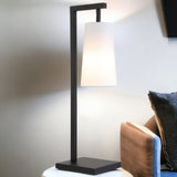 26" Black Metal Desk Table Lamp With White Cone Shade