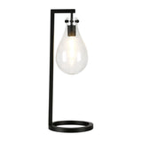 25" Black Metal Desk Table Lamp With Clear Seeded Novelty Shade